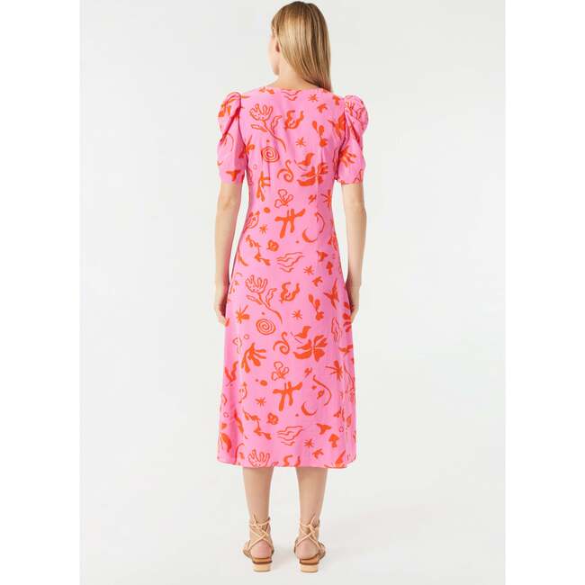 Women's Maci Botanical Abstract Print V-Neck Gathered-Front Midi Dress, Pink - Dresses - 6
