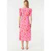 Women's Maci Botanical Abstract Print V-Neck Gathered-Front Midi Dress, Pink - Dresses - 6
