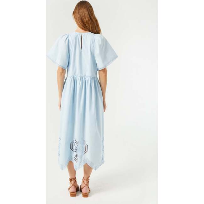 Women's Darby Flutter Sleeve Eyelet Lace Midi Dress, Sky Heart - Dresses - 5
