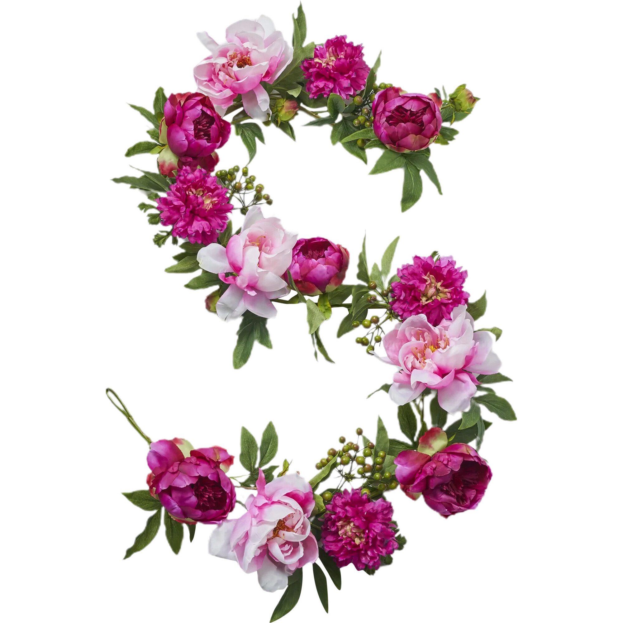 Pink Peony &  Ranunculus Mixed Floral Mantle Garland - Garlands - 1