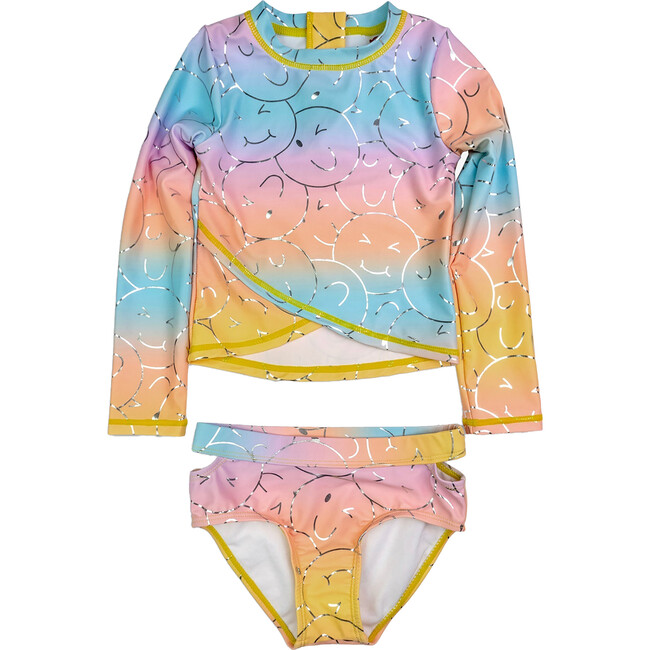Oceana Rash Guard Wrap-Top Bikini Set, Summer Joy