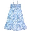 Madison Sleeveless Smocked Maxi Dress, Blue Palms - Dresses - 1 - thumbnail