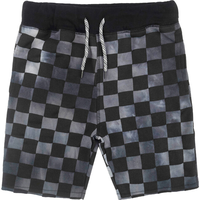 Camp Drawstring Shorts, Black Check