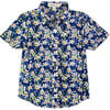 Day Party Print Shirt, Navy Daisy - Shirts - 1 - thumbnail