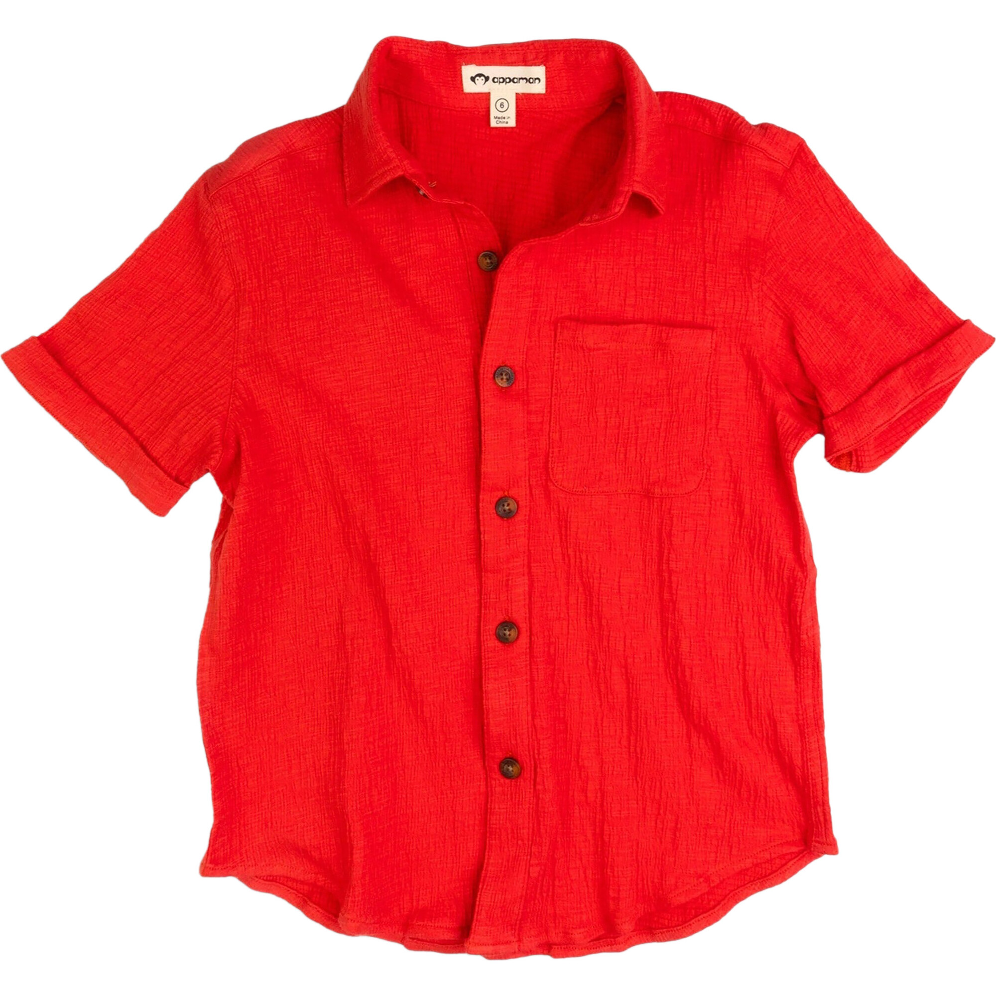 Beach Rolled Short Sleeve Shirt, Coral - Shirts - 1
