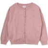 Sophie knitted cardigan for girl in organic cotton, pink color - Cardigans - 1 - thumbnail