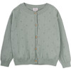 Sophie knitted cardigan for girl in organic cotton, green color - Cardigans - 1 - thumbnail