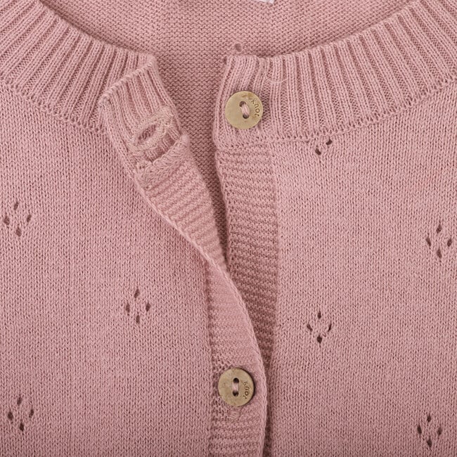 Sophie knitted cardigan for girl in organic cotton, pink color - Cardigans - 2