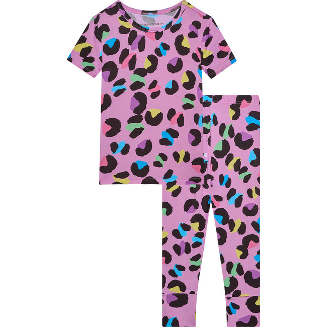 Electric Leopard Short Sleeve Basic Pajama, Purple