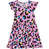 Electric Leopard Cap Sleeve Ruffled Twirl Dress, Purple - Dresses - 1 - thumbnail