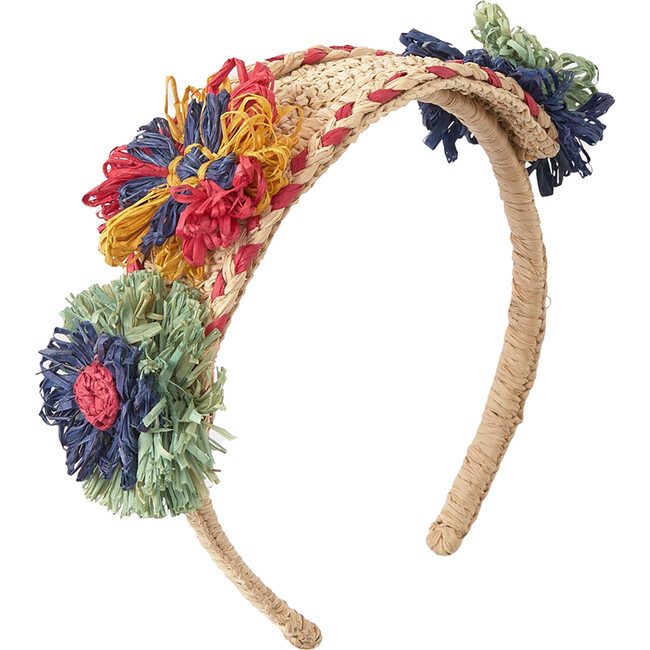 Raffia Rosette Head Band, Multicolors