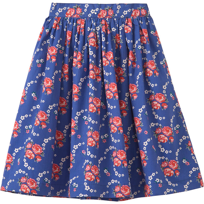 Cumin Rose Posy Print A-Line Skirt, Blue