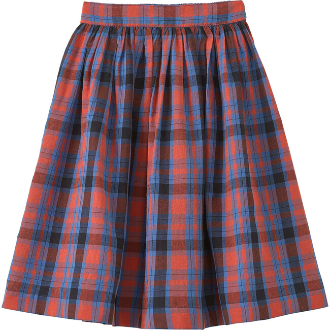 Cumin Tartan A-Line Skirt, Red & Blue