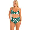 Women's Stella Abstract Print Bikini Top, Dark Green - Two Pieces - 1 - thumbnail