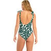 Women's Laurel Abstract Print OnePiece Swimsuit, Dark Green - One Pieces - 2