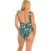 Women's Laurel Abstract Print OnePiece Swimsuit, Dark Green - One Pieces - 4