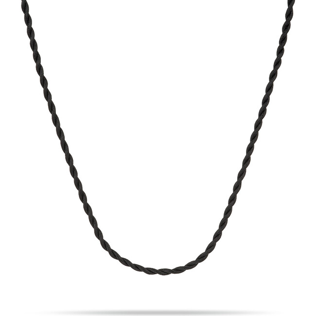 Women's Twisted Braid Black Satin Cord Necklace