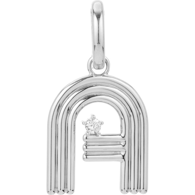 Women's Groovy Diamond Silver Initial Charm - Charms - 2