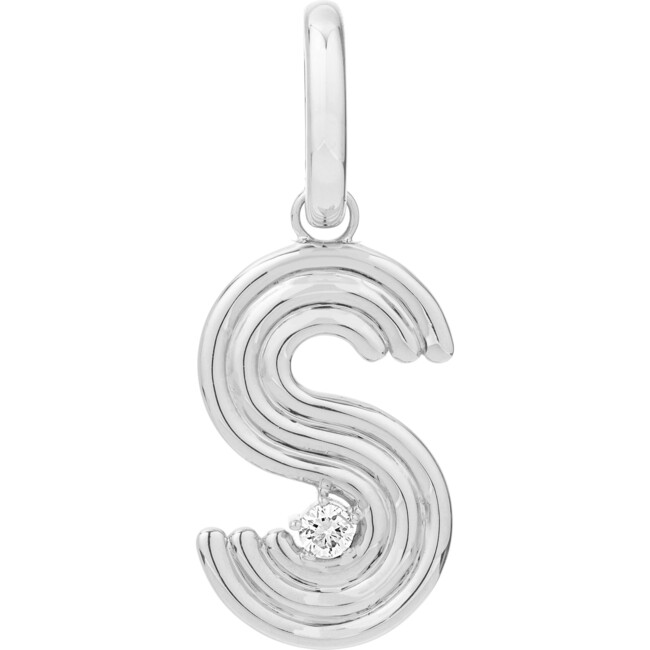 Women's Groovy Diamond Silver Initial Charm - Charms - 4