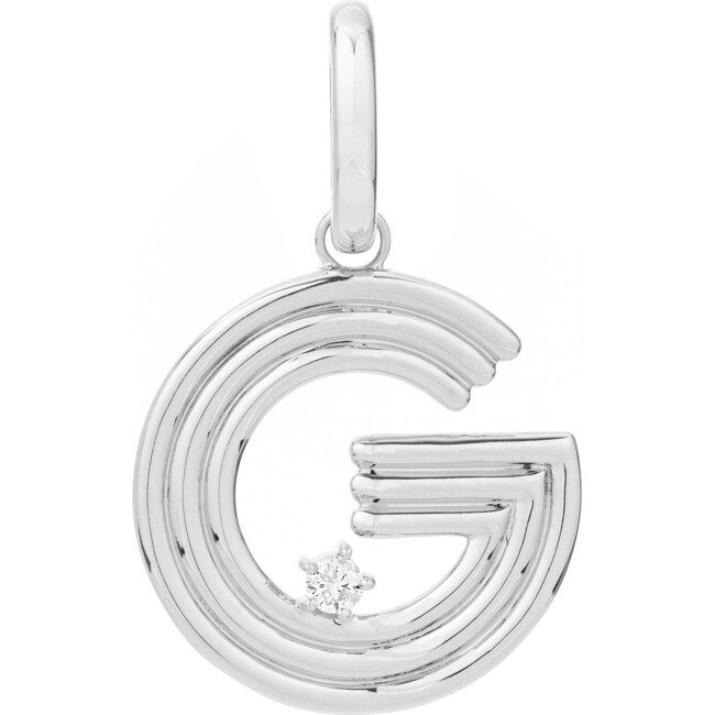 Women's Groovy Diamond Silver Initial Charm - Charms - 5