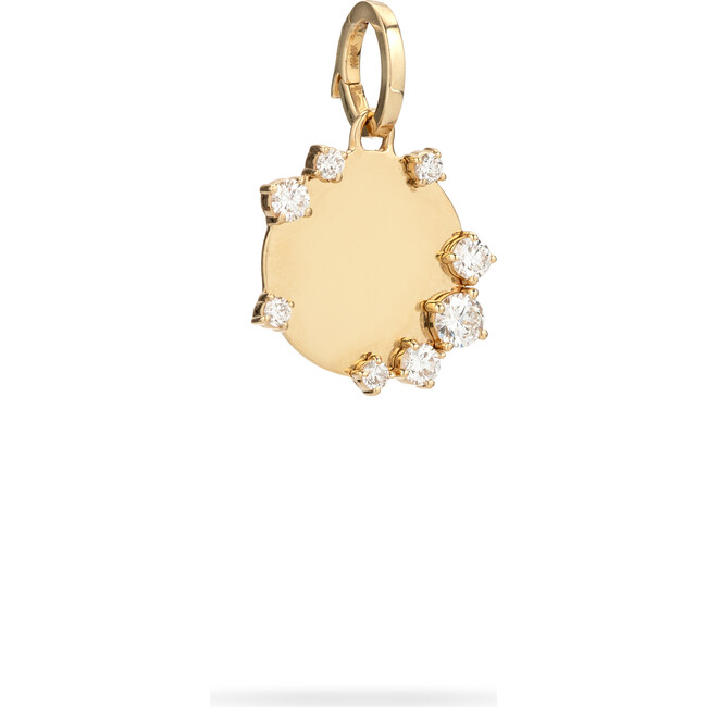 Women's Diamond Round Dog Tag Hinged Charm - Charms - 3
