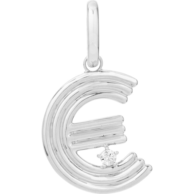 Women's Groovy Diamond Silver Initial Charm - Charms - 9
