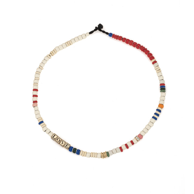 Women's Bead Party LOVE Necklace, Full Enamel, Diamond, Ceramic