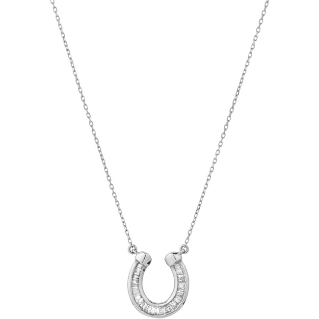 Women's Baguette Horseshoe Silver Necklace
