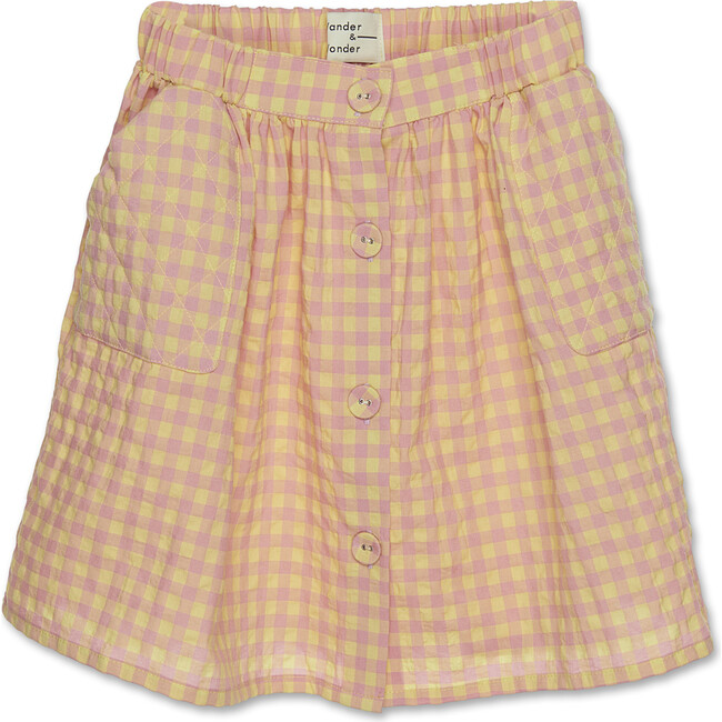 Quilted Skirt, punch/ yellow check