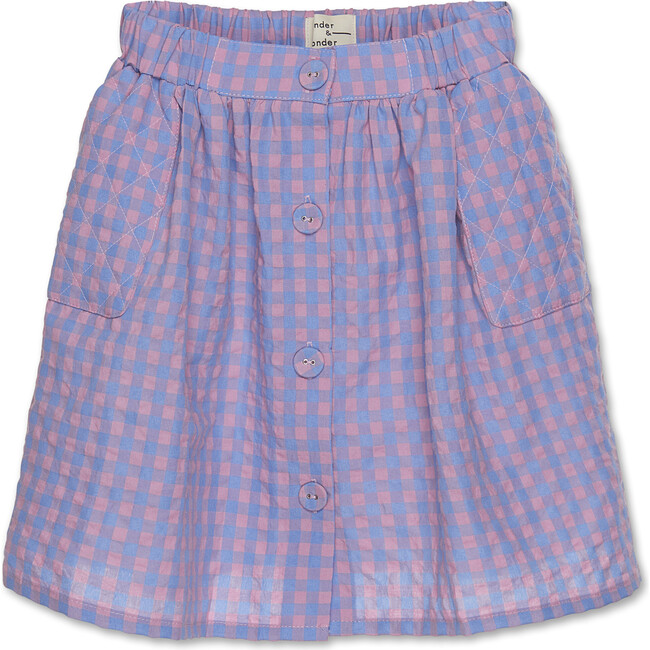Quilted Skirt, blue/ pink check