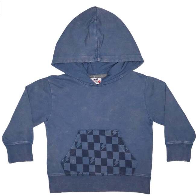 Kids Enzyme French Terry Hoodie, Denim Check