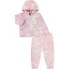 Toddler and Kid Stripe Rib Organic Over Dye Hoodie & Legging Loungewear Set, Pink - Mixed Apparel Set - 1 - thumbnail