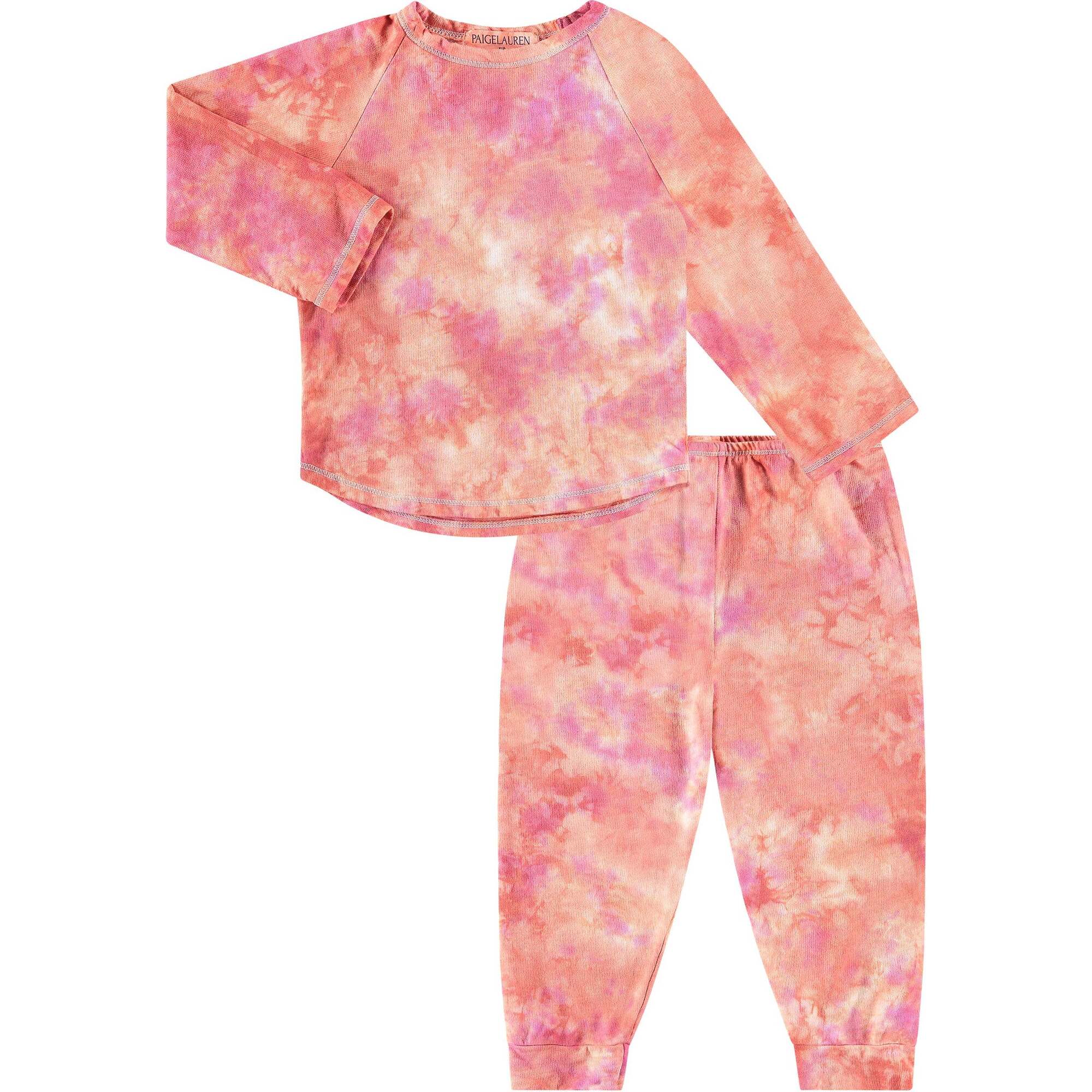 Toddler and Kid Organic Over Dye Ultra Light French Terry Loungewear Sets, Orange - Mixed Apparel Set - 1