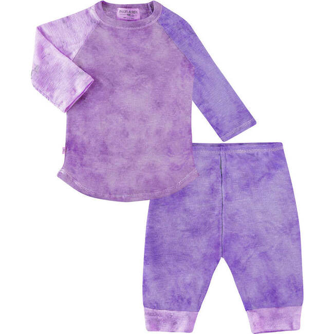 Toddler and Kid Organic Over Dye L/S Slub Rib Loungewear Set, Purple