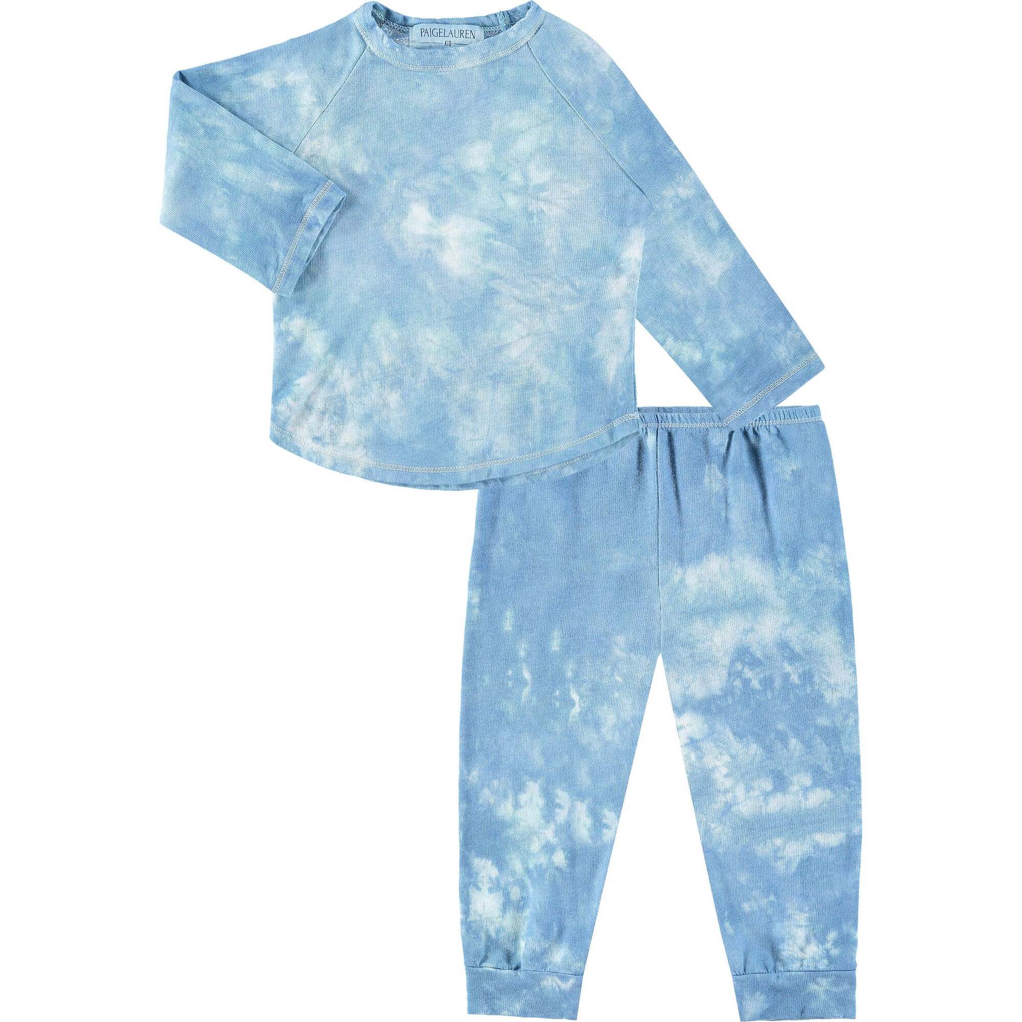 Toddler and Kid Organic Over Dye Ultra Light French Terry Loungewear Sets, Blue - Mixed Apparel Set - 1