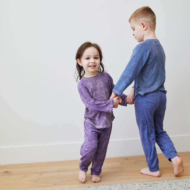 Toddler and Kid Organic Over Dye L/S Slub Rib Loungewear Set, Purple - Mixed Apparel Set - 2