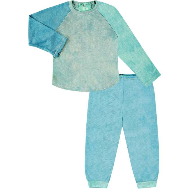 Toddler and Kid Organic Over Dye L/S Slub Rib Loungewear Set, Green