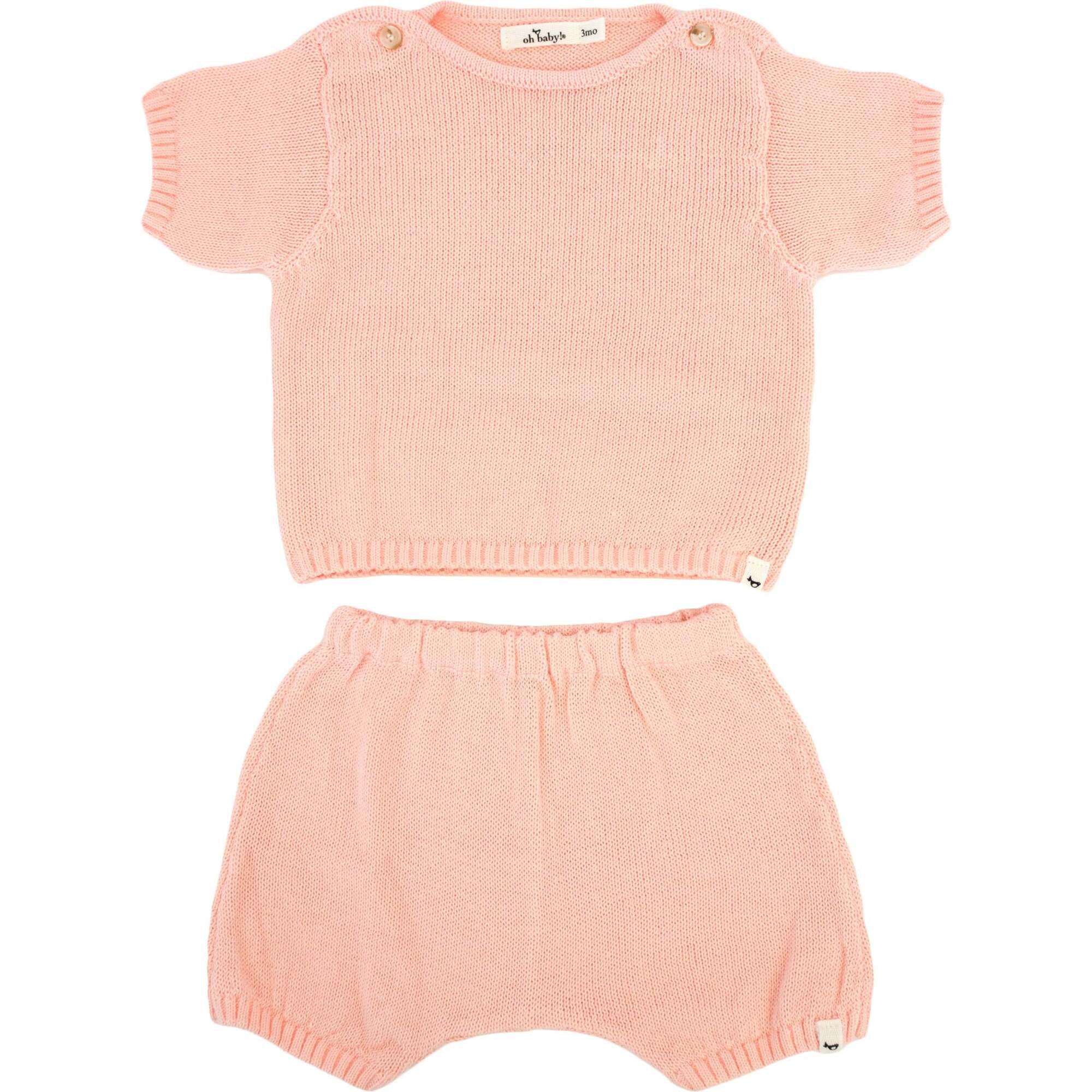Country Club Knitted Short Set, Pale Pink - Mixed Apparel Set - 1