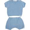 Country Club Knitted Short Set, Blue - Mixed Apparel Set - 1 - thumbnail