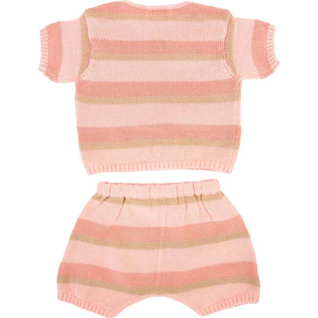 Country Club Knitted Short Set, Apricot Stripe - Mixed Apparel Set - 2