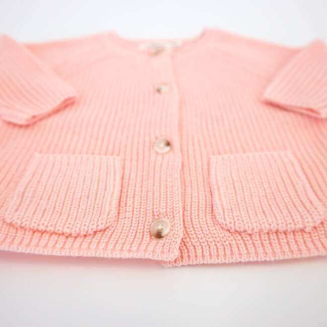 Country Club Knitted Cardigan, Pale Pink - Cardigans - 4