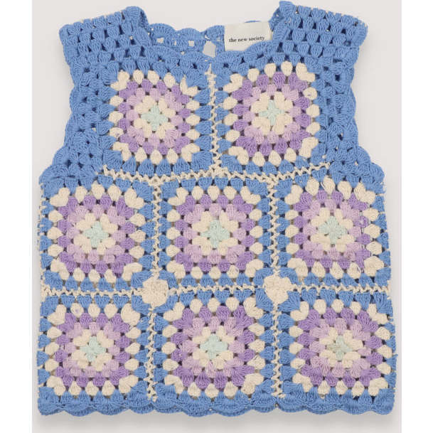 Mohawk Crochet Squares Tee, Blue & Pink