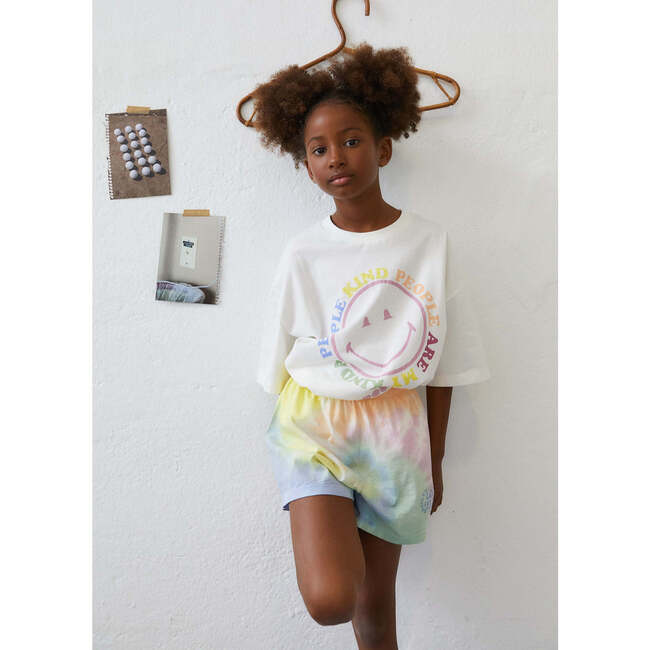 Rolling Print Crew Neck Tee, White - Blouses - 2