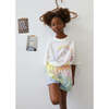 Rolling Print Crew Neck Tee, White - Blouses - 2