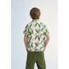 Hills Print Short Sleeve Shirt, Cream & Green - Shirts - 4