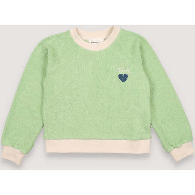 Compton Contrast Band Piping Sweater, Matcha Green