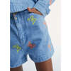 Burbank Butterfly Embroidered Denim Short, Blue - Shorts - 2