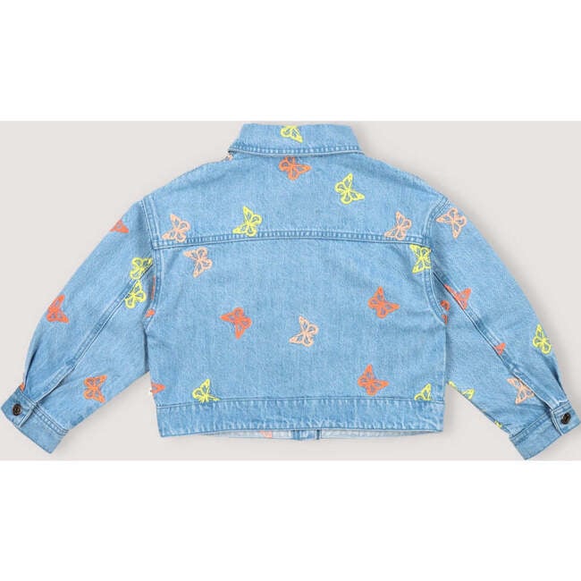 Burbank Butterfly Embroidered Denim Jacket, Blue - Jackets - 6