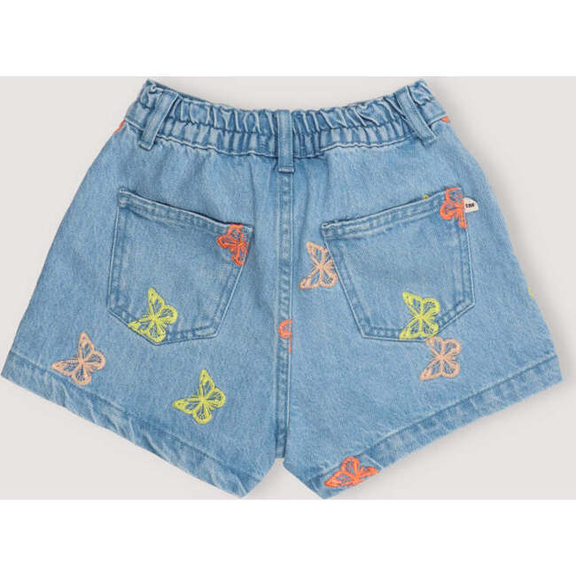 Burbank Butterfly Embroidered Denim Short, Blue - Shorts - 5