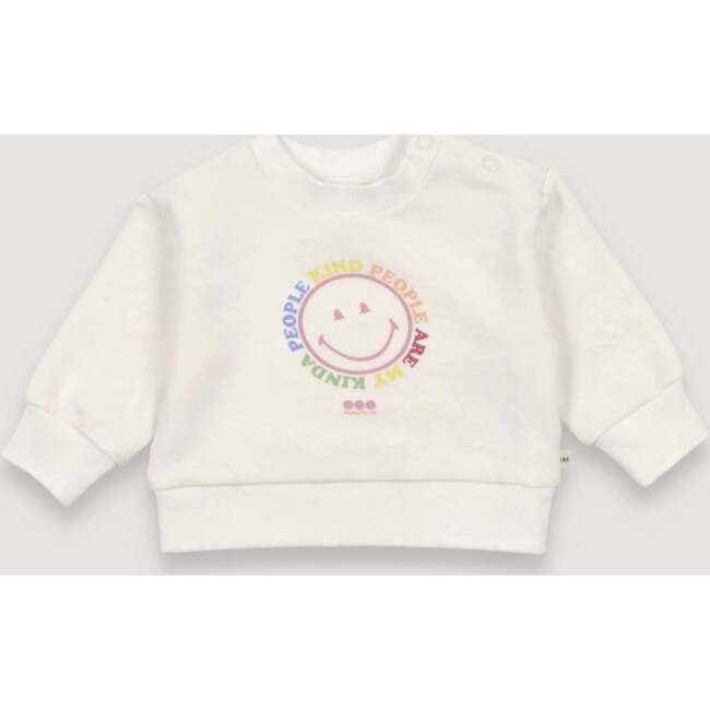 Baby Rolling Print Crew Neck Sweater, White